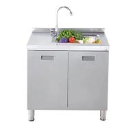Évier de cuisine commercial en acier inoxydable avec robinet rotatif 304 robuste cuve unique avec égouttoir idéal pour les tâches de lavage intérieures et extérieures