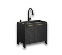 Évier De Cuisine Commercial Intérieur Avec Armoire, Évier Utilitaire Industriel Avec Robinet, Évier De Garage Avec Robinet, Évier De Buanderie Autoportant, Station De Lavage Pour Animaux, 1 Compartim