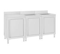 Évier de cuisine commercial - vidaXL - 180x60x96 cm - Acier inoxydable - Pieds réglables
