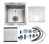 Évier De Cuisine Compact En Acier Inoxydable 304, Évier Utilitaire À Bac Unique Avec Lave-tasses, Bouton De Vidange Et Tuyau D’évacuation, Idéal Pour Bar, Pub, Camping-car(45x45x22cm)