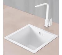 Évier de cuisine compact en acier inoxydable avec robinet à cuve unique pour appartements, cafés, salles de bains, bars et camping-cars (45 x 45 x 20 cm)