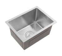 Évier de cuisine compact en acier inoxydable avec tamis, 40 x 30 cm | 1 pièce, surface brossée, profondeur 20 cm, forme rectangulaire lisse, pour cuisine domestique et buanderie dans les ménages