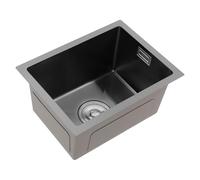 Évier de cuisine compact en acier inoxydable avec tamis, 40 x 30 cm | 1 pièce, surface brossée, profondeur 20 cm, forme rectangulaire lisse, pour cuisine domestique et buanderie dans les ménages