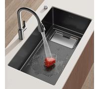 Évier de cuisine de grande capacité en acier inoxydable, encastrable, avec robinet et accessoires, style campagnard (60 x 43 cm)