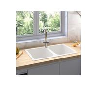 vidaXL Évier de Cuisine Blanc 760x480x184 mm Granit