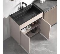 Évier de cuisine d'extérieur en acier inoxydable avec armoire de rangement facile à nettoyer, grande capacité, idéal pour garage, buanderie, restaurant, jardin (rose, 65 x 45 x 86 cm)