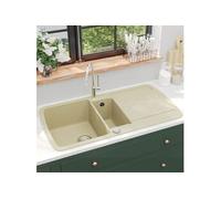 vidaXL Evier de Cuisine Double Lavabo Egouttoir Encastré Réversible avec Trou de Montage pour Robinet 144854