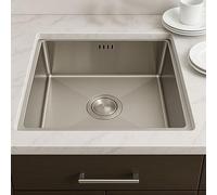 Évier de Cuisine en Acier brossé 40x35cm à encastrer sous Plan avec égouttoir, Petit lavabo Simple cuve pour Camping-Car, buanderie, Caravane, Voyages