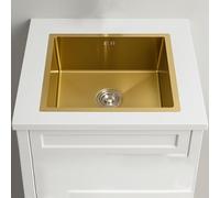 Évier de Cuisine en Acier brossé 40x35cm à encastrer sous Plan avec égouttoir, Petit lavabo Simple cuve pour Camping-Car, buanderie, Caravane, Voyages