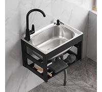 Évier de Cuisine en Acier Inox ,Evier Utilitaire Mural en Acier Inoxydable,Extérieur Évier De Jardin,Evier Cuisine 1 Bac avec Robinet,Facile À Nettoyer,pour Faire la Plonge Cuisine de Restaurants ( Co