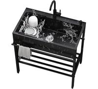 Évier de cuisine en acier inoxydable 100,1 x 65 cm - Bol simple avec support, design polyvalent pour la maison, le restaurant, facile à installer, essentiel de cuisine moderne