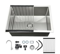 Évier De Cuisine En Acier Inoxydable 304 Brossé, 1 Bac Rectangulaire, Encastrable Ou À Poser, Avec Trou Pour Robinet Et Trop-plein, Adapté Cuisine, Bar Et Restaurant(55cmx40cmx22cm)