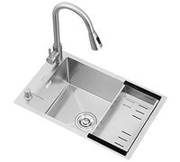 Évier de cuisine en acier inoxydable 304, évier simple de 26"/29", cuvette domestique durable, 75 x 46 x 22 cm, idéal pour les cuisines modernes, facile à nettoyer
