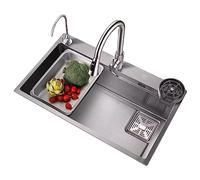 Évier de cuisine en acier inoxydable 304, évier simple de 26"/29", cuvette domestique durable, 75 x 46 x 22 cm, idéal pour les cuisines modernes, facile à nettoyer