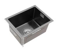 Évier de cuisine en acier inoxydable 40 x 30 cm - Double évier encastrable - Noir - Avec panier à tamis - Pour garages, buanderies, caves, bars