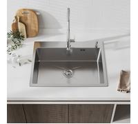 Évier de cuisine en acier inoxydable 50x45x19CM avec distributeur argent