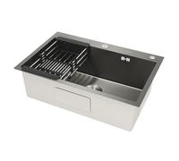 Évier de cuisine en acier inoxydable 68 x 45 x 20 cm - 1 grand bac - Rectangulaire - Avec composant de drainage - Lavabo multifonction