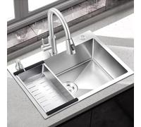 Évier de Cuisine en Acier Inoxydable à 1 cuve avec Robinet - Conception rectangulaire encastrée sous Plan pour Bar, Camping-Car et Maison - Essentiel pour Une préparation Efficace des Repas