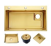 Évier de cuisine en acier inoxydable à cuve unique encastrable durable avec filtre de vidange et bouchon, parfait pour les cuisines modernes, installation facile