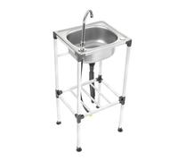 Évier de cuisine en acier inoxydable - Avec meuble bas et robinet rotatif à 360 ° à 360 ° - Écoulement silencieux - Pour cuisine, garage, camping, montage facile - 38 x 33 x 83 cm