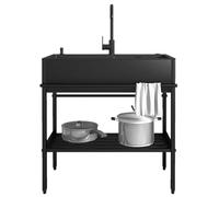 Évier de cuisine en acier inoxydable avec planche à découper et robinet, multifonction (65 x 45 cm)