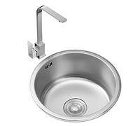 Évier de cuisine en acier inoxydable avec robinet et drainage, idéal pour la préparation d'un bar et une utilisation à domicile, installation encastrée ou encastrée