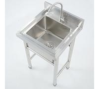 Évier de cuisine en acier inoxydable avec robinet et passoire - Lavabo portable pour garage, restaurant et utilisation en extérieur