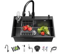 Évier de cuisine en acier inoxydable - Bol simple encastrable avec égouttoir et égouttoir - Design compact pour petites cuisines, bars et buanderies