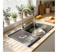 Évier de cuisine en acier inoxydable de 60 x 45 cm, résistant aux rayures, comprend des accessoires de vidange et un égouttoir à vaisselle, design élégant pour cuisines modernes, durable et facile à