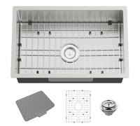 Évier de cuisine en acier inoxydable de 71,1 x 45,7 cm - Évier de cuisine encastrable à cuve unique - Look élégant et moderne - Avec grille inférieure, tapis en silicone et système d'évacuation pour