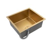 Évier de cuisine en acier inoxydable doré 50 × 45 cm avec kit de panier filtrant et tuyaux d'évacuation, évier de cuisine, plaque de cuisson en acier inoxydable, design d'angle en R