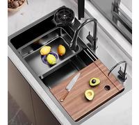 Évier De Cuisine En Acier Inoxydable, Évier À Une Cuve, Évier Lave-Vaisselle, Cuve Sous Plan, Installation Encastrée, Multifonctionnel Et Multi-Dimensions, Adapté À De Mu-80*45cm(31.49*17.7in)