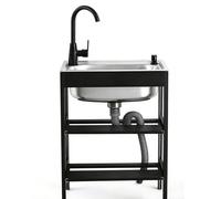 Évier De Cuisine En Acier Inoxydable, Évier Autoportant, Cuve À Lessive For Évier Utilitaire, Avec Étagère De Rangement, For Cuisine Extérieure, Buanderie(38x32x75cm)