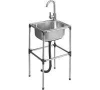évier De Cuisine en Acier Inoxydable, évier Commercial, éviers De Camping Autoportants à Cuve Unique, Robinet Inclus, éviers Utilitaires Extérieurs, pour Chambre, Garag, B, 52x38x75