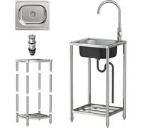 Évier De Cuisine en Acier Inoxydable, évier De Cuisine Simple, évier Autoportant, évier De Cuisine Professionnel, évier Portable avec Robinet, pour Extérieur, Intérieu, 33 * 38 * 82cm