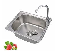 Évier de cuisine en acier inoxydable fait à la main avec grille inférieure et égouttoir à panier (kit B, 37 x 31 cm)