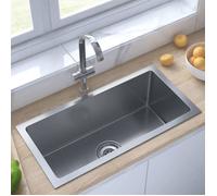 Évier de cuisine en acier inoxydable fait main - VIDAXL - Rectangulaire - A encastrer - Argent
