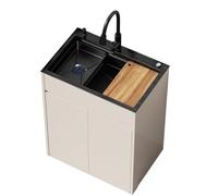 Évier de cuisine en acier inoxydable, grand évier simple sur pied, meuble en aluminium for buanderie, salle de bain, ferme(60x45cm (23.6x17.7in))