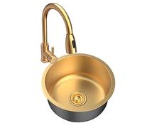 Évier de cuisine en acier inoxydable - Mini lavabo rond fabriqué à la main, évier simple