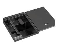 Évier De Cuisine En Acier Inoxydable Noir Avec Robinet Relevable Et Extractible Et Couvercle Évier Simple À Cuve Dissimulée Idéal Pour Les Bars Et Les Camping-cars(32x39cm)