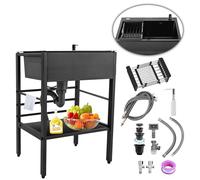 Évier de cuisine en acier inoxydable noir - Bol simple sur pied avec filtre idéal pour les restaurants, buanderies, bars, patios et design.