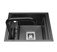 Évier de cuisine en acier inoxydable noir de 35 cm, évier encastrable avec robinet extractible, matériau 304, design élégant pour cuisines modernes