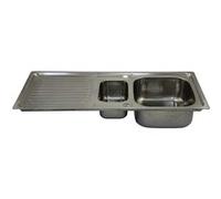 Évier de Cuisine en Acier inoxydable Réversible 1 Cuve et Demi 105 x 18 x 50 cm Argent G