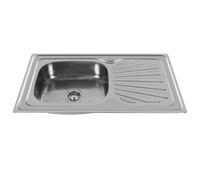 Evier de cuisine en aciers inoxydables - ERROLVES - Argent - Evier simple bac avec dalle et égouttoir - 90*50*15 CM