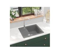 vidaXL Évier de cuisine en granit Bac unique Gris 142953