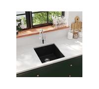 vidaXL Évier de cuisine en granit Bac unique Noir