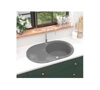 Evier de cuisine en granit Bac unique Ovale Gris