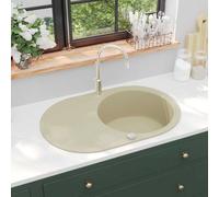 Évier de Cuisine en Granit Bac Unique Ovale Noir Décor Cuisine Maison vidaXL