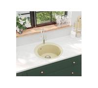Evier de cuisine en granit - - Rond - Beige - Profond - Résistant à la chaleur - Facile à nettoyer