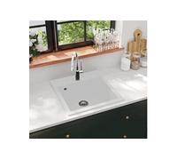 Evier de cuisine en granit - - Seul lavabo - Blanc - Résistant à la chaleur et aux rayures